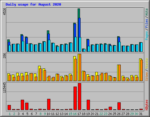 Daily usage for August 2020
