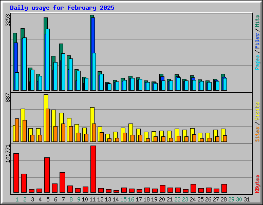 Daily usage for February 2025