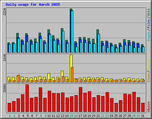 Daily usage for March 2025